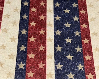 Americana Vintage American Flag Gold Glitter Cotton Fabric 100% Cotton 4th of July