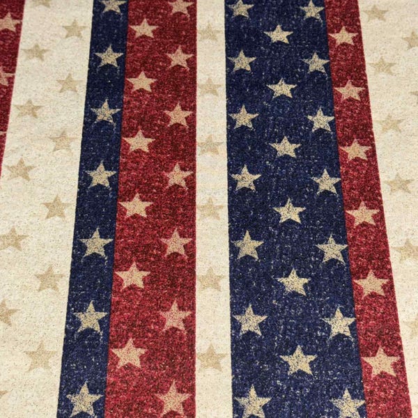 Americana Vintage American Flag Gold Glitter Cotton Fabric 100% Cotton 4th of July
