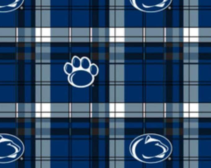 Penn State Licensed Fleece Fabric. Preppy Plaid Officially Licensed