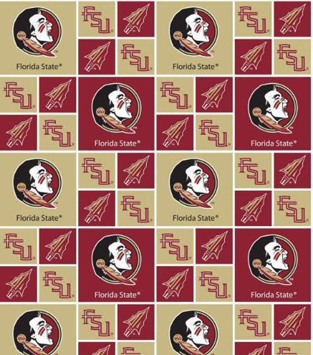 Florida State Seminoles FSU Block 100% Cotton Officially Licensed - Etsy