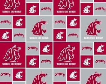 Washington State University WSU Cougars cotton fabric  100% Officially Licensed