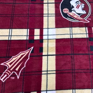 Florida State Seminoles Licensed FLEECE fabric Preppy Plaid Officially Licensed