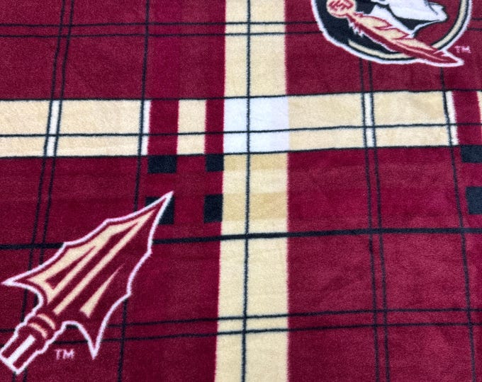 Florida State Seminoles Licensed FLEECE fabric Preppy Plaid Officially Licensed