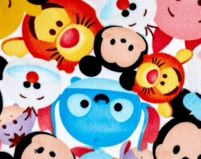 Disney Tsum Tsum Stitch eeyore mickey tigger Licensed FLEECE fabric. Officially Licensed