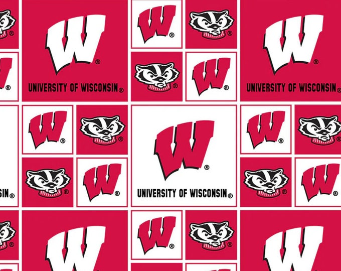 Wisconsin Badgers Geometric Block 100% Cotton Officially Licensed