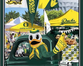 Oregon Ducks Fabric 100% Cotton Panel 42x32 Officially Licensed