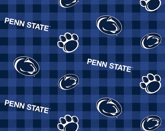 Penn State Buffalo Plaid Fabric Nittany Lions 100% Cotton Officially Licensed