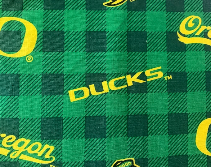Oregon Ducks Buffalo Plaid Fabric 100% Cotton Officially Licensed
