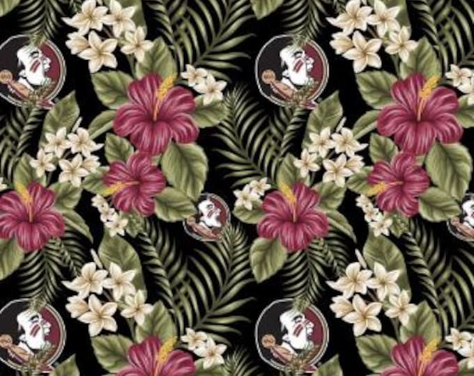Florida State Seminoles FSU Floral Hawaiian Palm 100% Cotton OOP Rare Officially Licensed