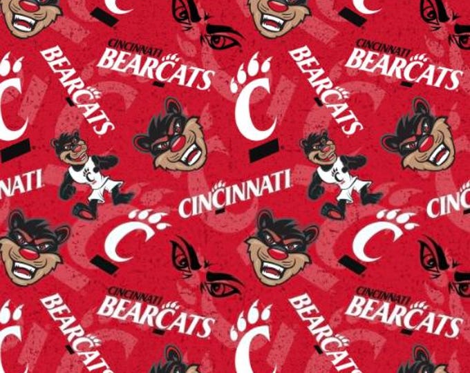 University of Cincinnati Bearcats 100% Cotton Fabric Officially Licensed