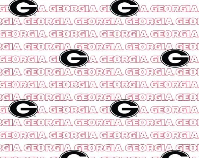University of Georgia UGA Bulldogs NCAA  Fabric 100% Cotton Block White Officially Licensed