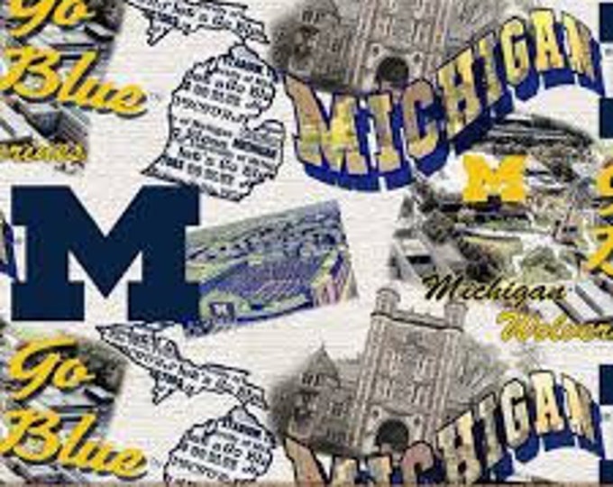 University of Michigan Wolverines Fabric 100% Cotton Officially Licensed
