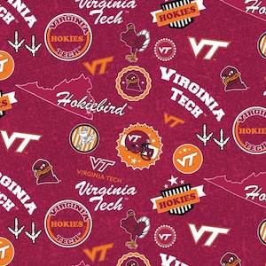 Virginia Tech Hokies cotton fabric 100% Cotton Home Officially Licensed