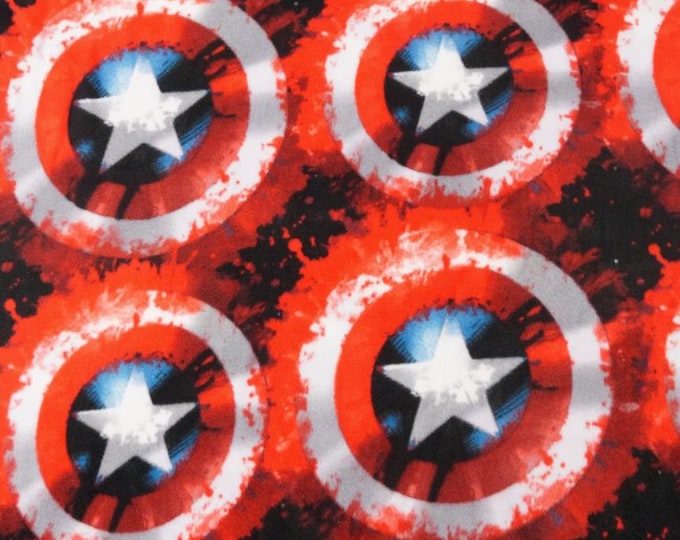 Captain America Shield Licensed FLEECE fabric. See Description for actual measurements available. Officially Licensed