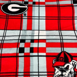 Georgia Bulldogs Licensed FLEECE fabric Preppy Plaid Officially Licensed