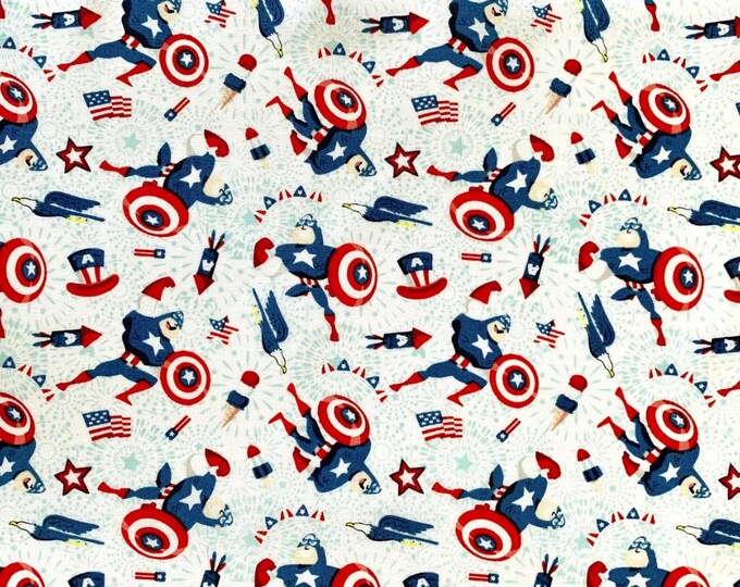 Marvel Captain America  Cotton Fabric 100% Cotton Officially Licensed
