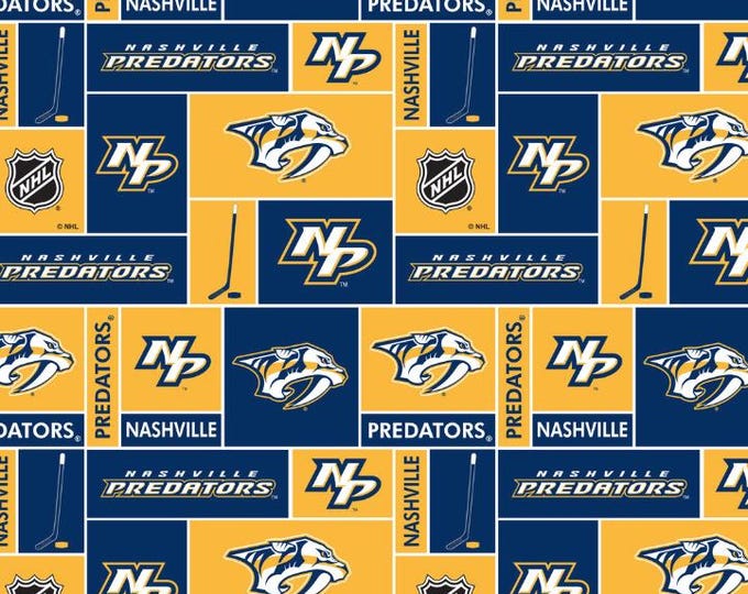 Nashville Predators Licensed FLEECE fabric. See Description for actual measurements available. Officially Licensed