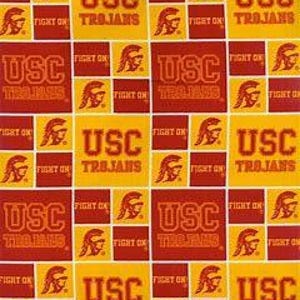 USC University of Southern California Trojans Fabric 100% Cotton Officially Licensed