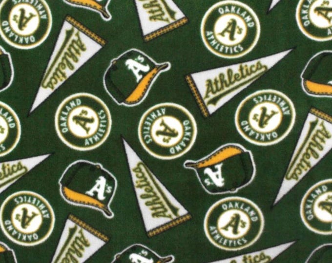 Oakland A's Athletics MLB Baseball Licensed FLEECE fabric. See Description for actual measurements available.