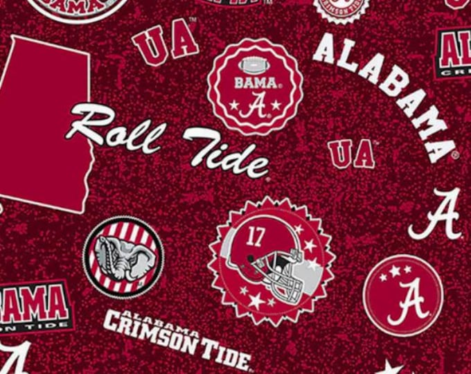 Alabama Bama Cotton Home  100% Cotton Fabric Officially Licensed