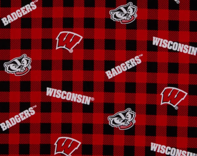 Wisconsin Badgers Buffalo Plaid 100% Cotton Officially Licensed