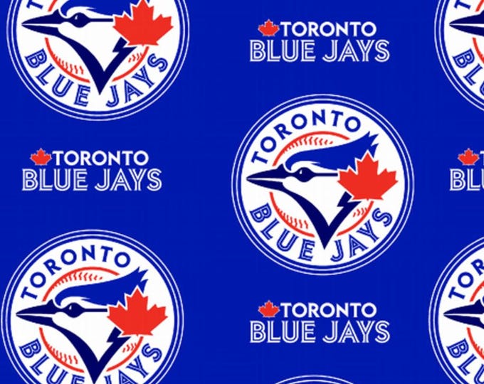 Toronto Blue Jays MLB Baseball Licensed FLEECE fabric. See Description for actual measurements available.