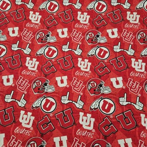 University of Utah Fabric 100% Cotton Utes tone on tone Officially Licensed