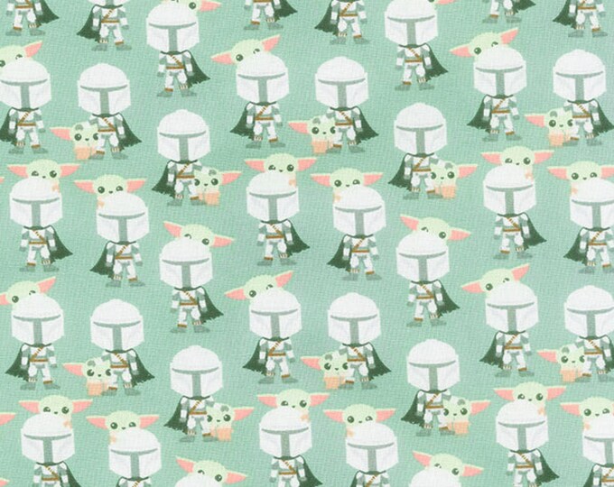 Star Wars Baby Yoda Mandalorian Storm Trooper Hello Friend Green Cotton Fabric 100% Cotton Officially Licensed