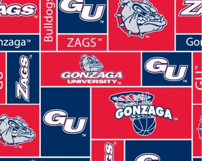 Gonzaga University Bulldogs Fleece NCAA Licensed FLEECE fabric.