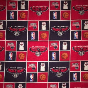 Atlanta Hawks NBA Licensed Cotton Fabric Basketball 100% Cotton RARE OOP Officially Licensed