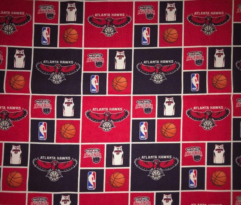 Atlanta Hawks NBA Licensed Cotton Fabric Basketball 100% Cotton RARE OOP Officially Licensed image 1