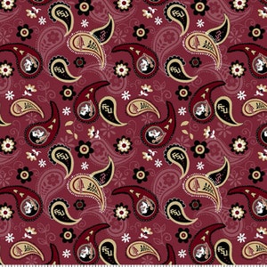 Florida State Seminoles FSU Paisley 100% Cotton Rare OOP Officially Licensed