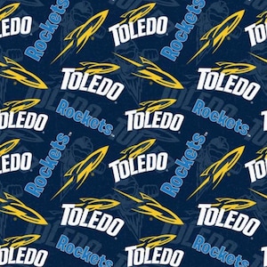 Toledo Rockets Cotton Fabric 100% Cotton Officially Licensed