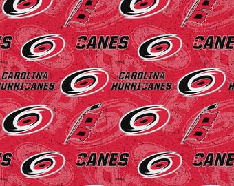 Carolina Hurricanes NHL Fabric 100% Cotton Officially Licensed