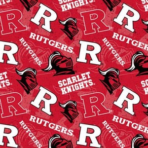 Rutgers University Scarlet Knights tone on tone 100% Cotton Fabric Officially Licensed