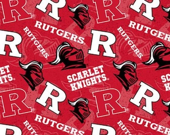 Tela 100 % algodón tono sobre tono de los Scarlet Knights de la Universidad Rutgers con licencia oficial