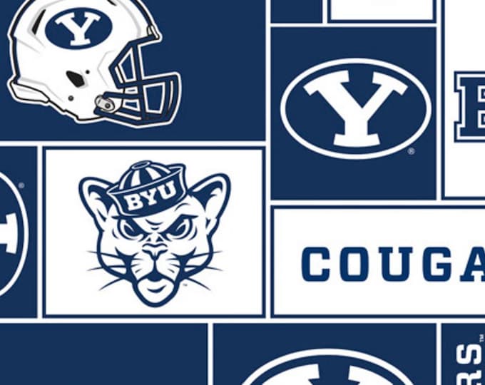Brigham Young University Cougars BYU  Licensed FLEECE fabric. Officially Licensed