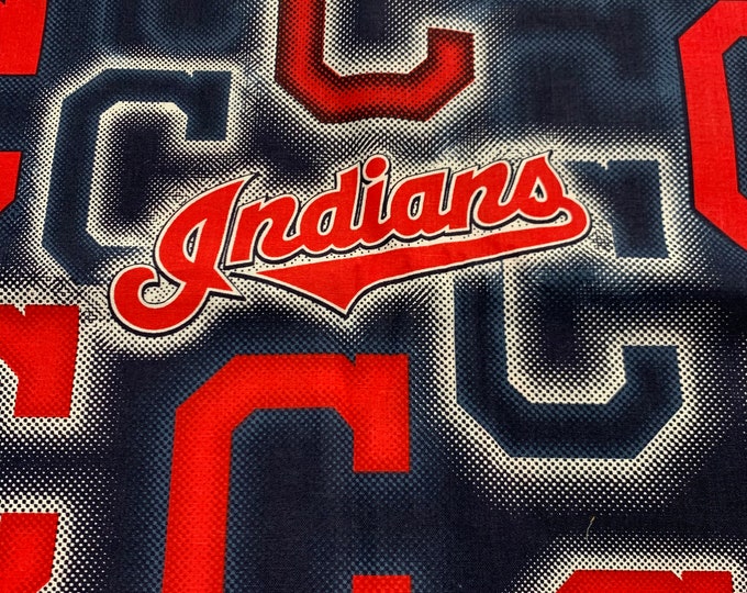 Large Scale Cleveland Indians Baseball Fabric 100% Cotton Officially Licensed