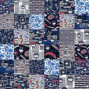 University of Connecticut Huskies Uconn Cheater Quilt 100% Cotton Fabric Officially Licensed Cheater Quilt