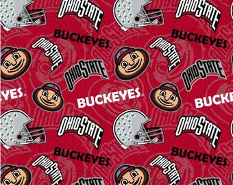 OSU tone on tone Cotton Fabric Ohio State University Buckeyes 100% Cotton Officially Licensed