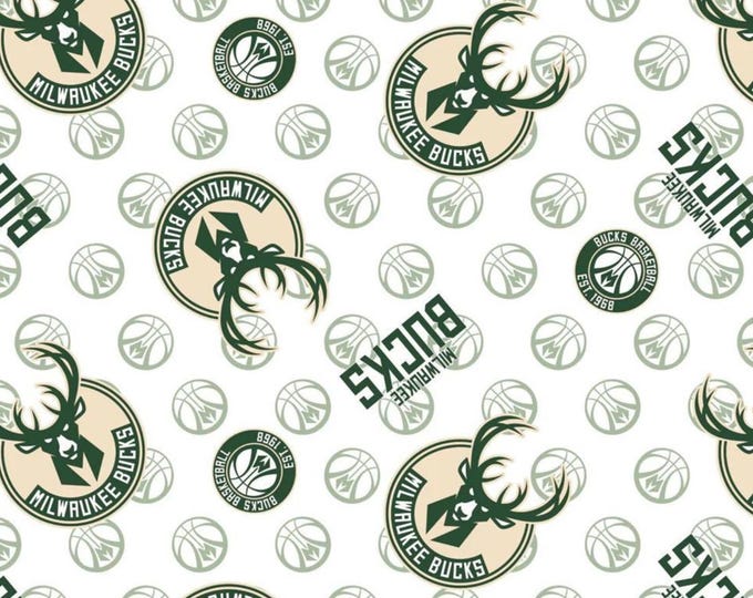 Milwaukee Bucks Cotton Fabric Basketball 100% Cotton Officially Licensed
