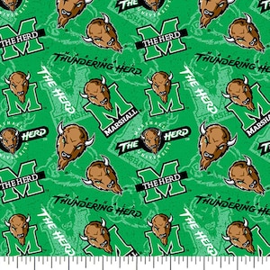 Marshall University The Herd Fabric 100% Cotton Officially Licensed