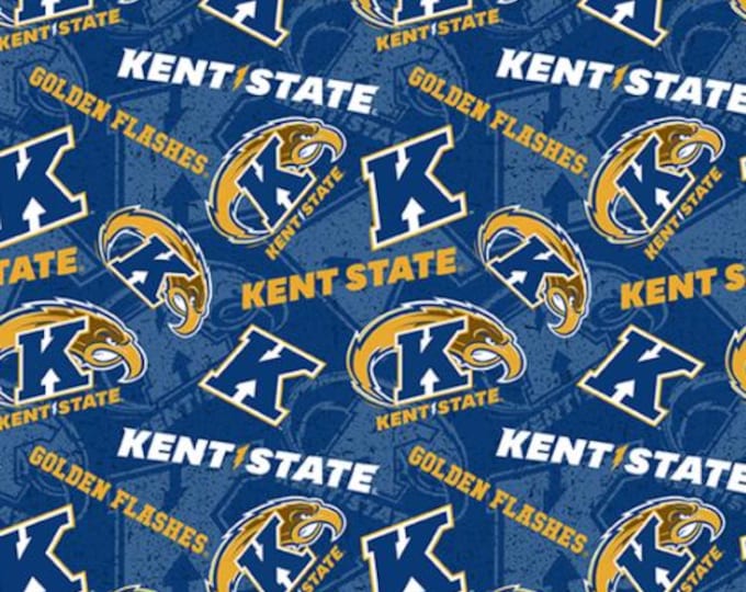 Kent State Golden Flashes Cotton Fabric 100% Cotton Tone on Tone Officially Licensed