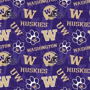 Washington University Huskies Fabric 100% Cotton Officially Licensed