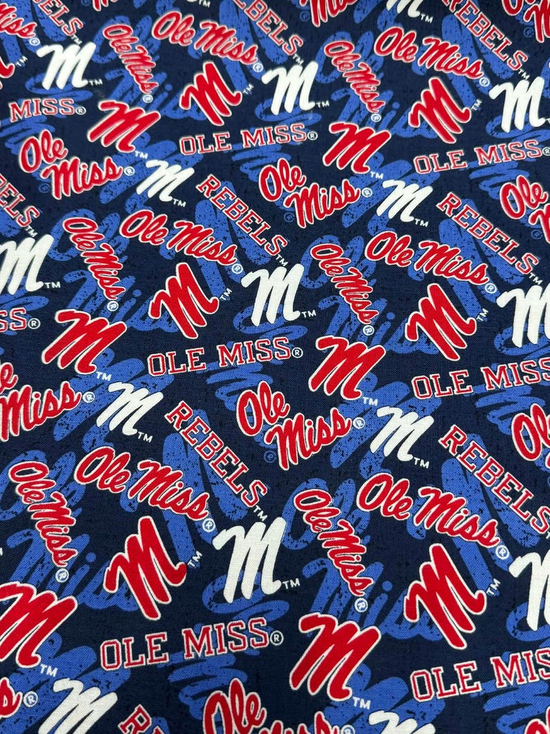 Ole Miss University of Mississippi tone on tone 100% Cotton image 1