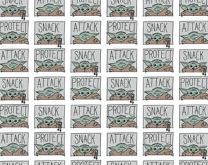 Star Wars Snack Attack Protect Yoda Cotton Fabric 100% Cotton  Ships in 1 Business Day Officially Licensed