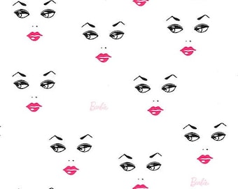 Barbie white faces Cotton Fabric 100% Cotton Officially Licensed