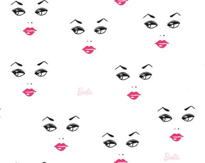 Barbie white faces Cotton Fabric 100% Cotton Officially Licensed