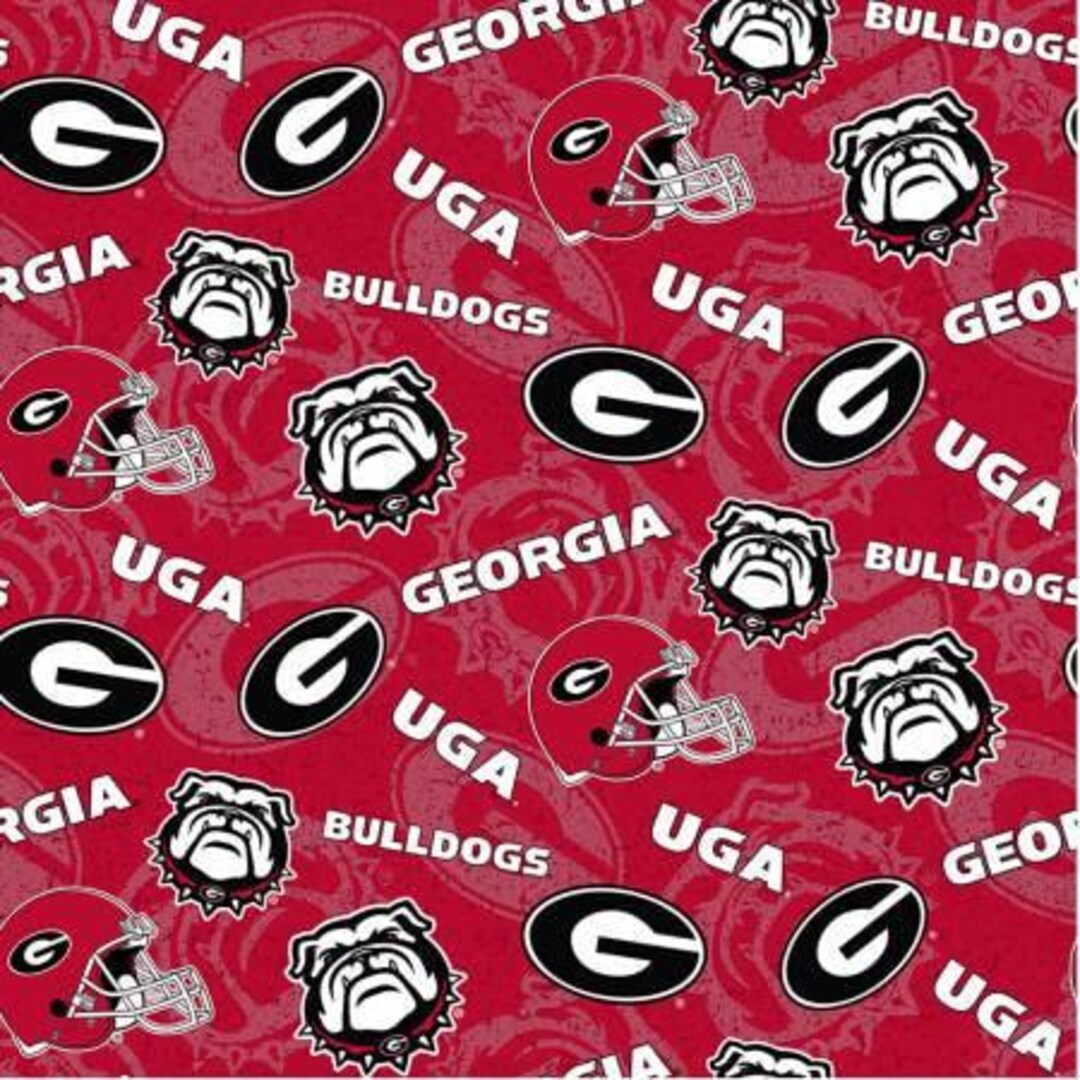 Uga Shells University of Georgia UGA Bulldogs NCAA Tone on Tone Fabric 100% Cotton ...