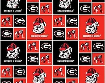 University Of Georgia Uga Bulldogs Fabric 100% Cotton Officially Licensed